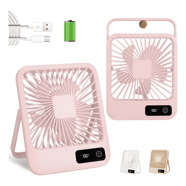 Ventilador De Escritorio, Portátil Usb Recargable Y Colgable Xtellar rosa