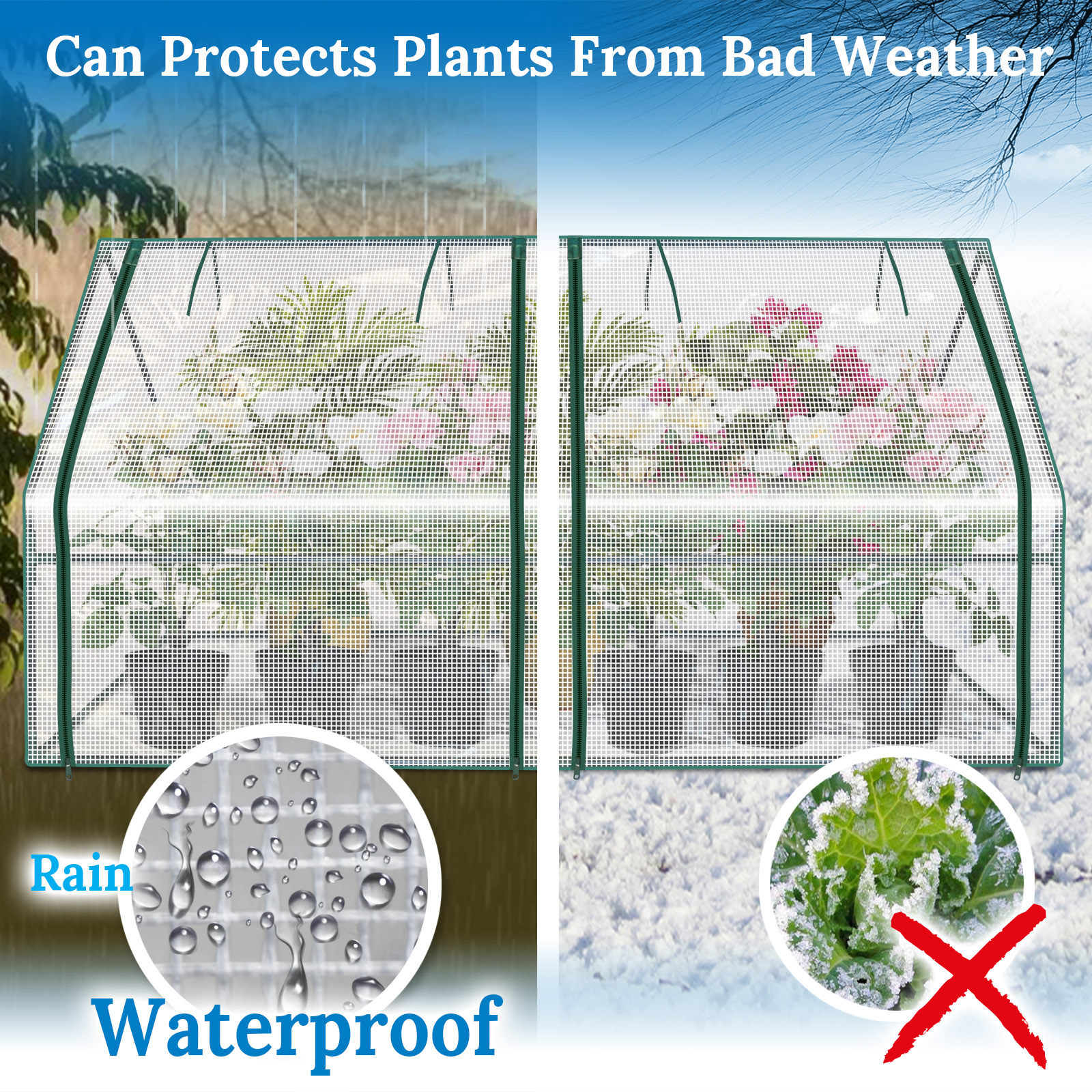 Sunrise Garden Flower Greenhouse Portable Mini Greenhouse House Yard for Plants/Vegetables (3'x6'x3')