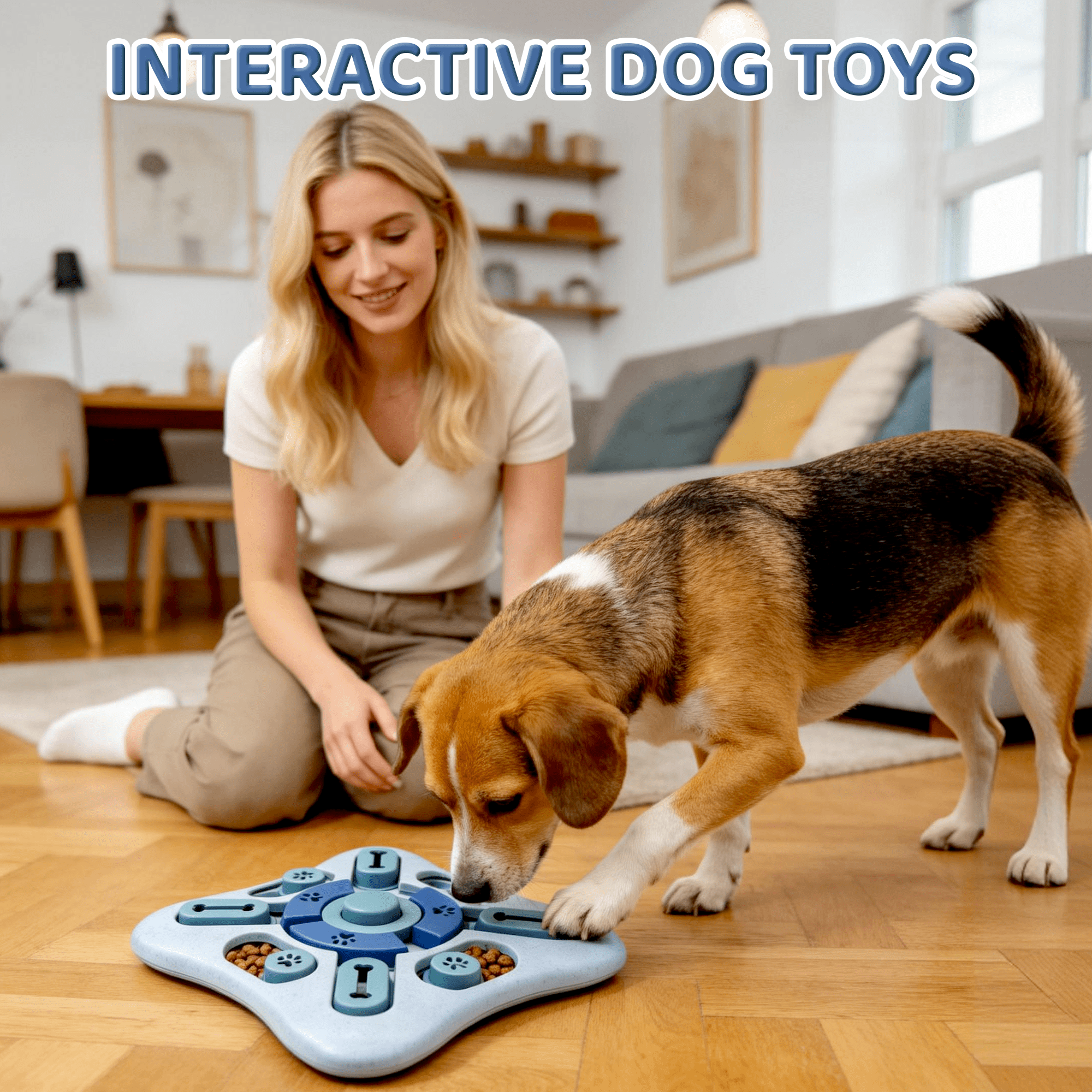 GARITIN Dog Puzzle Toys, Interactive Treat Dispensing Toy for IQ Training and Brain Stimulation, Mentally Stimulating Enrichment Puzzle Gift for Puppies, Dogs, Cats