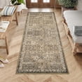 thumbnail image 2 of Vintage Floral 2x6 Runner Rug Reddish Brown Boho Washable Kitchen Runner Rug Non-Slip Hallway Runners Thin Printed Faux Wool Super Soft Carpet for Entryway Laundry Room Bedroom Indoor, 2 of 9