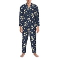 thumbnail image 3 of Hirioo Daisies Flowers for Men's Pajama Sets 2 Piece Pjs Men's Long-Sleeved Pajama Set Button Down Sleepwear,S-XXL-XX-Large, 3 of 7