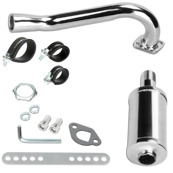 212cc Exhaust Pipe with Muffler Fit for Predator 212 Go Kart 196cc Non Hemi Engine Coleman Powersports KT196 Trailmaster XRX XRS Hammerhead 80T Yerf Dog Manco Tillotson GX200 Performance Components