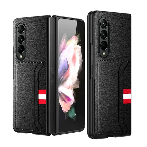 TECH CIRCLE For Samsung Galaxy Z Fold 4 5G Case, Slim Fit PU Leather Shockproof Protective Card Holder Case Cover For Samsung Galaxy Z Fold 4 5G 7.6 inch 2022,Black