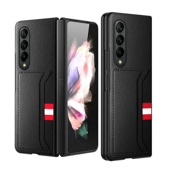 TECH CIRCLE For Samsung Galaxy Z Fold 4 5G Case, Slim Fit PU Leather Shockproof Protective Card Holder Case Cover For Samsung Galaxy Z Fold 4 5G 7.6 inch 2022,Black