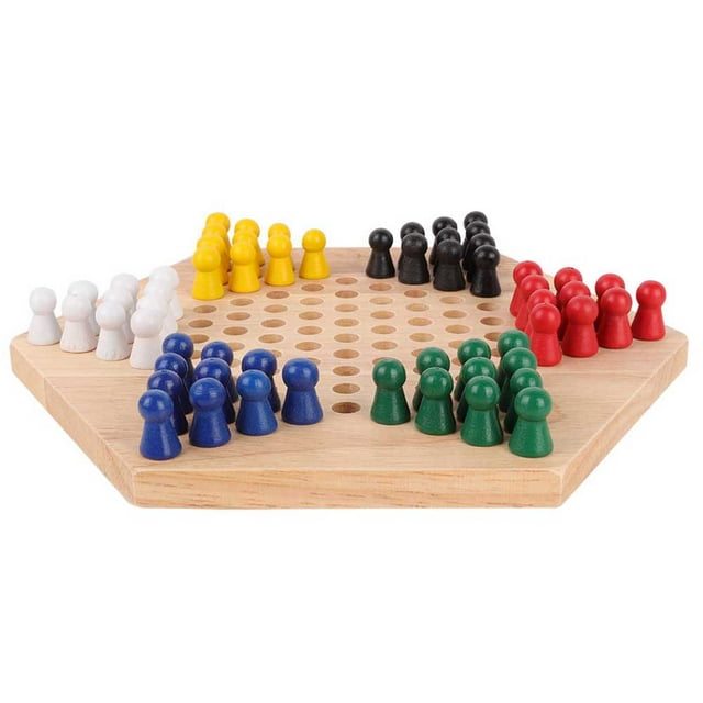 Conjunto De Damas Chinas De Madera De Goma, Juego De Mesa Educativo Para Niños, Piezas De Estrategia Clásica, Resistente Y Resistente, Colores Brillantes Para El Desarrollo De