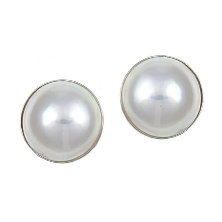 Kabella Jewelry 10k White Gold Mabe Pearl Kabella Jewelry 10k White Gold Mabe Pearl Earrings 13 14mm
