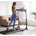 thumbnail image 3 of Small Standing Desk with Wheels, 29.5-45.3 Inch Adjustable Height, Portable Treadmill Desk, Rolling Computer Table for Walking Pad with a Cup Holder and a Hook, 3 of 8