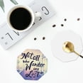 thumbnail image 5 of Disketp Not All Those Who Wander Are Lost Funny Coasters,4 Pcs Leather Coasters With Holder, Perfect Housewarming Hostess Gifts,Protect Furniture From Water Marks Scratch, 5 of 9