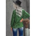 thumbnail image 3 of Women's Green Round Neck Star Print Long Sleeve Top, 3 of 18