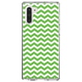 thumbnail image 1 of DistinctInk Clear Shockproof Hybrid Case for Samsung Galaxy Note 10 (6.3" Screen) - TPU Bumper, Acrylic Back, Tempered Glass Screen Protector - Green White Stripes Wave - Stripes Pattern, 1 of 1