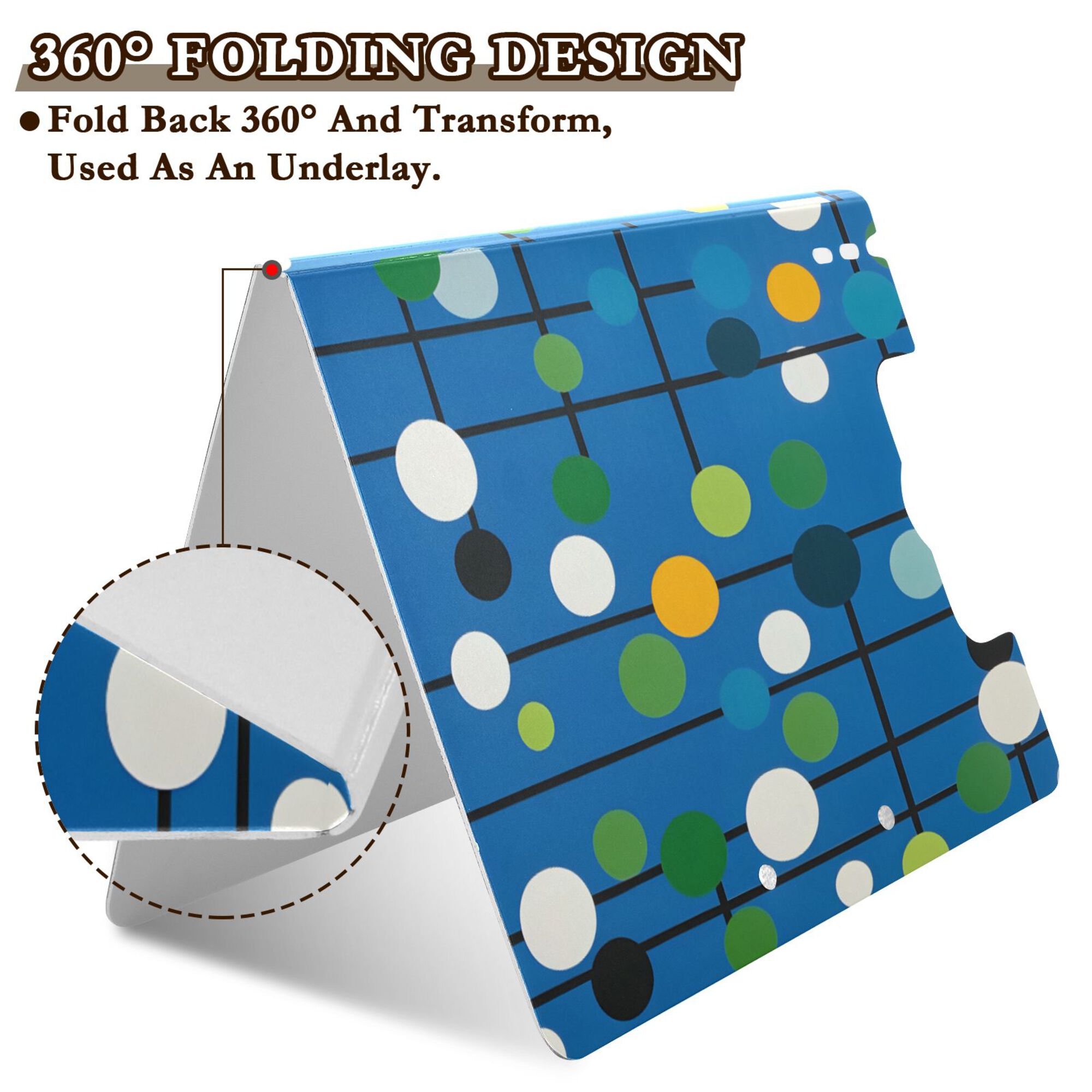 FORMRS A4 Clipboard Folder with Pen Holder Horizontal Foldable School Office Binder, Blue Abstract