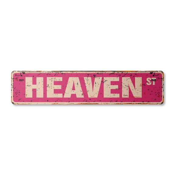 HEAVEN Vintage Plastic Street Sign Childrens Name Room Sign | Indoor/Outdoor | 30" Wide