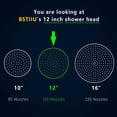 thumbnail image 5 of Rainfall Shower Head 12 Inch Round High Pressure Stainless Steel Touch-Clean Nozzles Brushed Brass Gold for Wall Ceiling Mount, 5 of 6