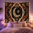 thumbnail image 2 of Celestial Starburst Medallion on Burgundy Background, Mystical Illustration for Yoga Enthusiasts Bohemian Wall Art Decor, Birthday Gift Tapestry Wall Hanging for Bedroom and Living Room, 2 of 7