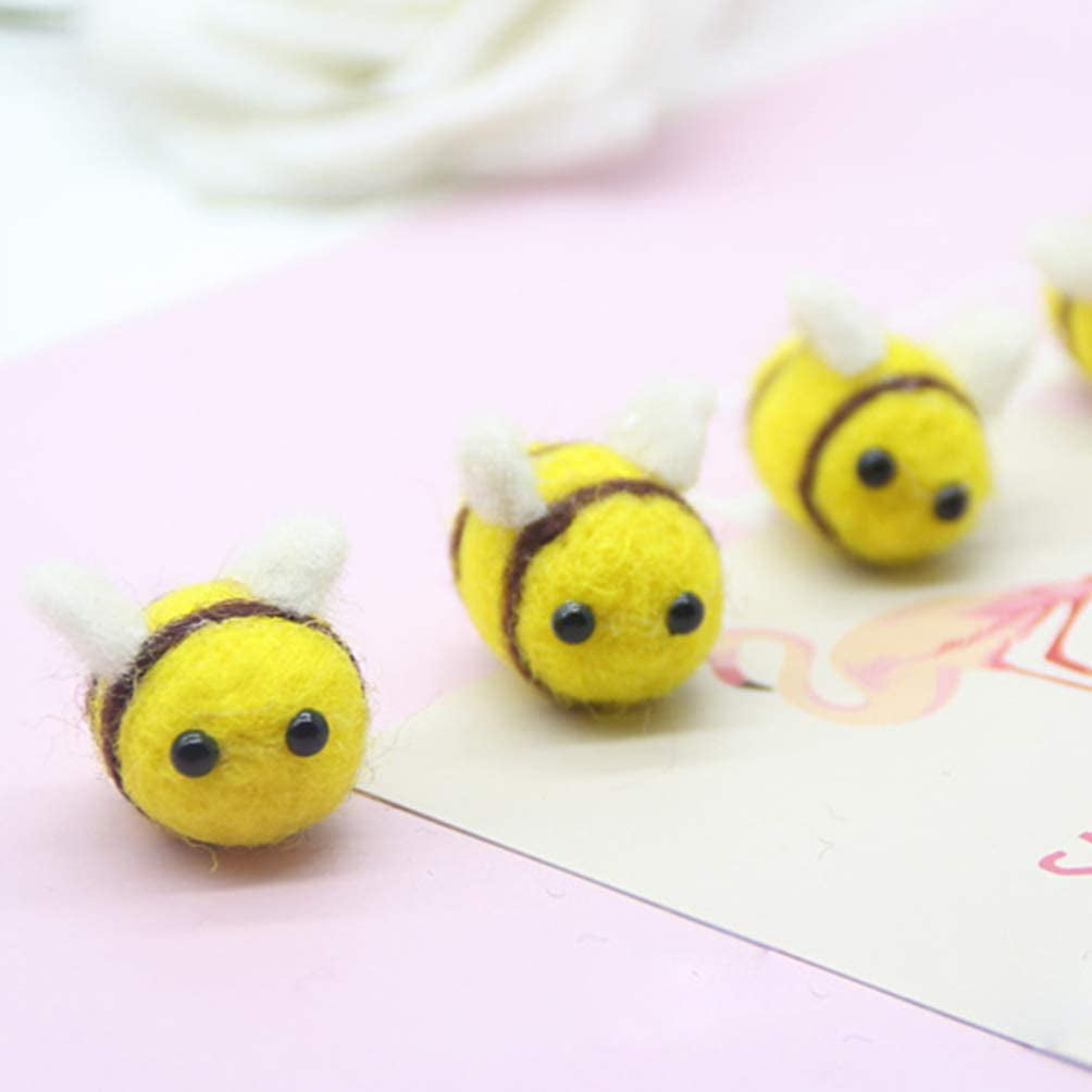 HEALLILY 12PCS Wool Felt Bee Mini Craft Balls Bee Craft Supplies for Baby Shower Nursery Tent Decoration Creative DIY Headwear Bee Clothing Tent Hat Decoration DIY and Handmade Crafts 