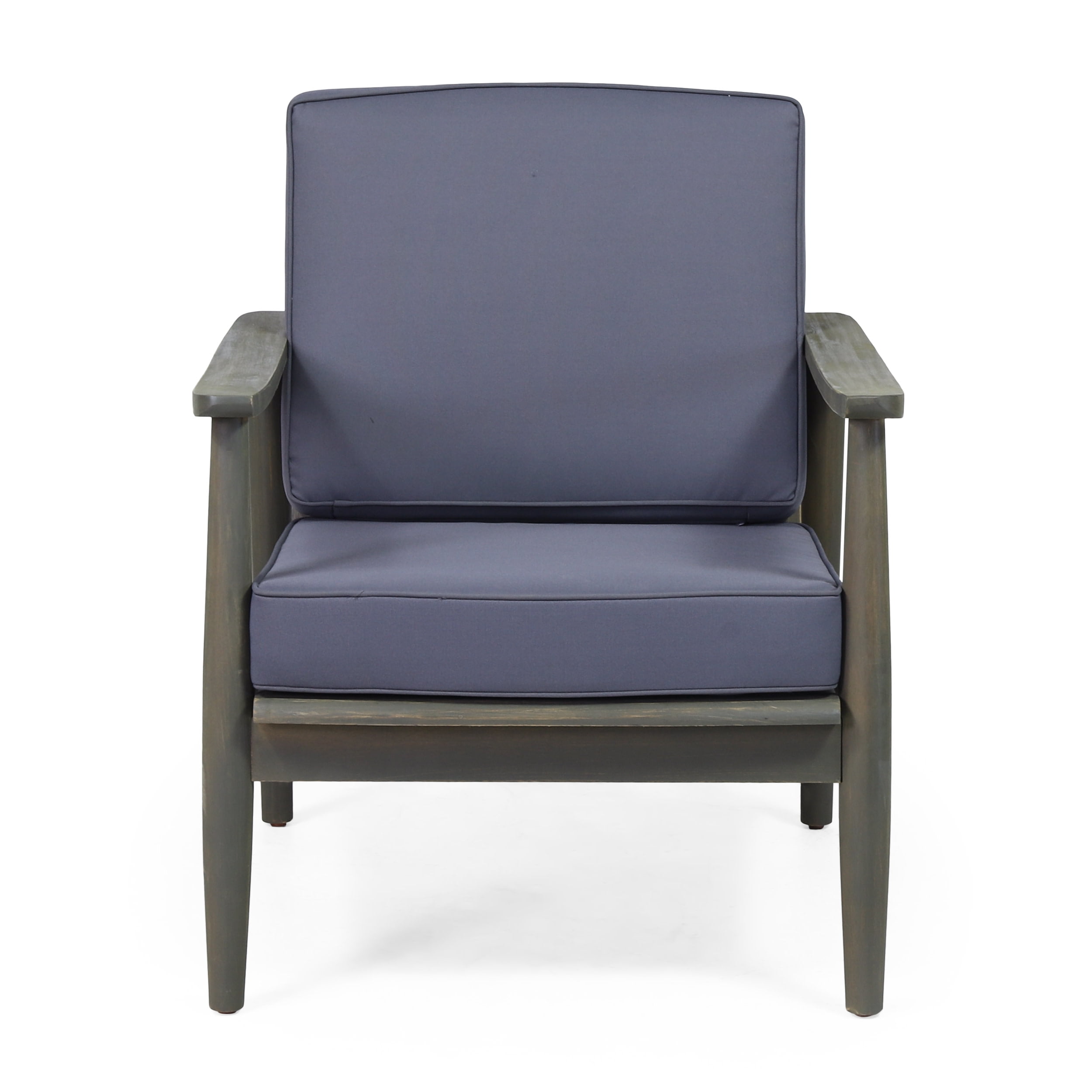 Greta Acacia Wood Outdoor Club Chair, Gray and Dark Gray