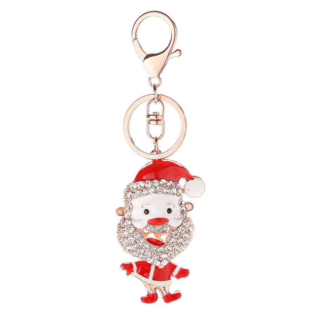 New！Dazzling Rhinestone Santa Claus Gift Pendant Christmas Xmas Car Keychain 