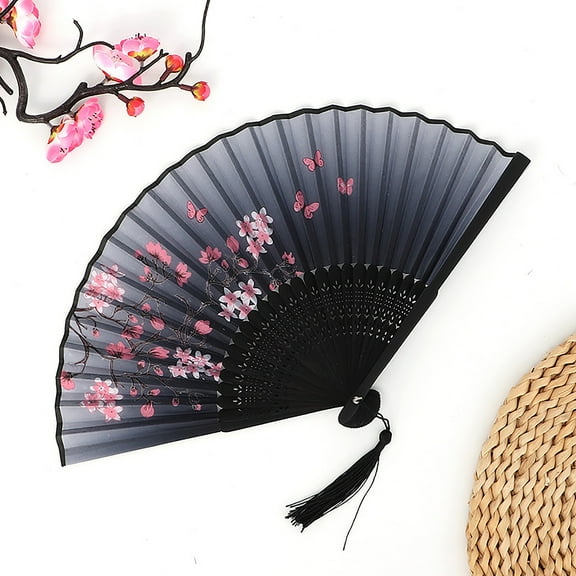 Antique Chinese Folding Fan Dance Fan, Lightweight Bamboo Construction Easy To Carry And Durable For Long-Lasting Use, Ergonomic Handle And Tassel Design 1 Piece