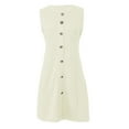 thumbnail image 4 of Vestido corto sin mangas con botones para mujer - Cuello redondo, color liso, primavera/verano, informal/fiesta - Mezcla de poliéster, 4 of 4