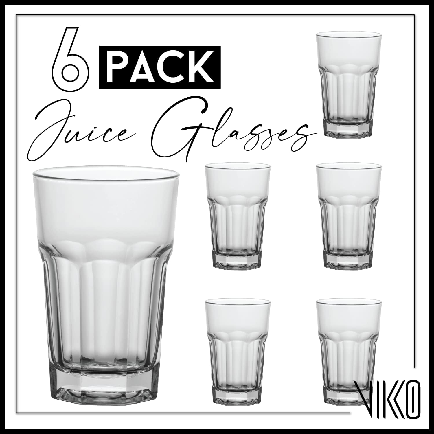 Vikko Drinking Glasses, 12 Oz Drinking Glasses Set of 6, Crystal Clear Glass  Cups for Water or Juice, Highball Glass Tumbler & Water Glasses for Drinking…  