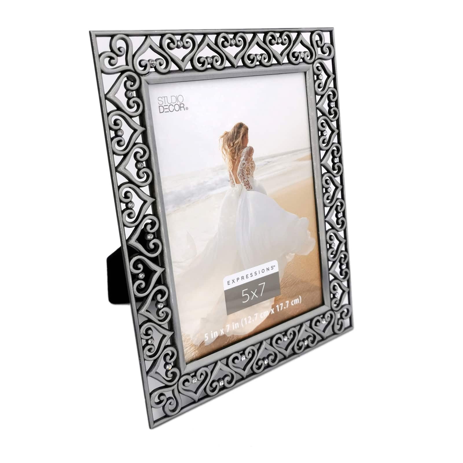 Studio Decor Expressions Pewter Hearts Jeweled Frame