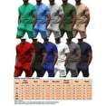 thumbnail image 3 of Frontwalk Mens Outfits Two Pieces Tracksuit Set Short Sleeve T-shirt And Shorts Fitness Casual Pjs Sets Crew Neck Homewear Khaki M, 3 of 3