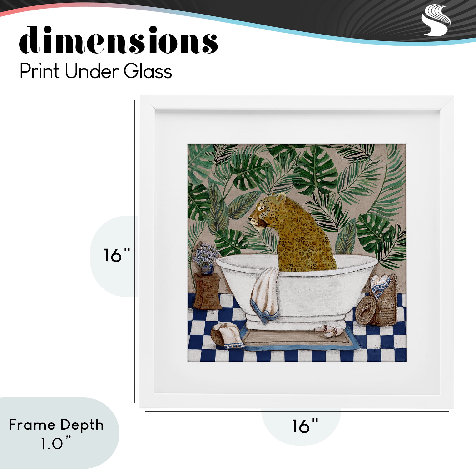Stupell Industries Leopard in Tropical Bathtub White Framed Print Under Glass, design by Janet Tava