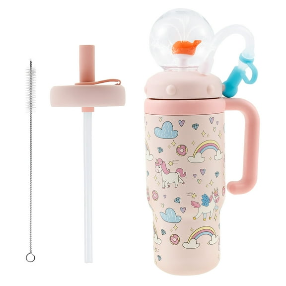 Sutowe Stainless Steel Whale Fountain Tumbler Leakproof Drinking Cup Cute Insulated Whale Fountain Cup for Child Drinking