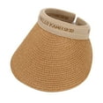 thumbnail image 3 of Clearance! Hontri 1 Hat Clearance under $5, Summer Outdoors Women Wide Brim Straw Hat Beach Golf Sun Hats Protection Travel Ponytail Sun Cap Upf 50+ Caps On Sale, 3 of 6