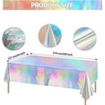 thumbnail image 2 of 4 Pack Iridescence Plastic Tablecloths, Boriyuan Disposable Laser Tablecloth Holographic Foil Rectangle Table Covers Birthday Disco Bachelorette Bridal Wedding Rainbow Party Decorations (54"x108"), 2 of 9