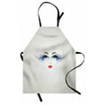 thumbnail image 1 of Eyelash Apron Young Woman Face with Fantastic Makeup Dreamy Eyes and Red Lipstick Glamor Beauty, Unisex Kitchen Bib Apron with Adjustable Neck for Cooking Baking Gardening, Multicolor, by Ambesonne, 1 of 3