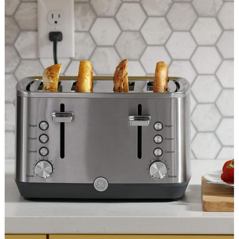 GE 4-Slice Toaster with Four Wide Slots - Stainless Steel
