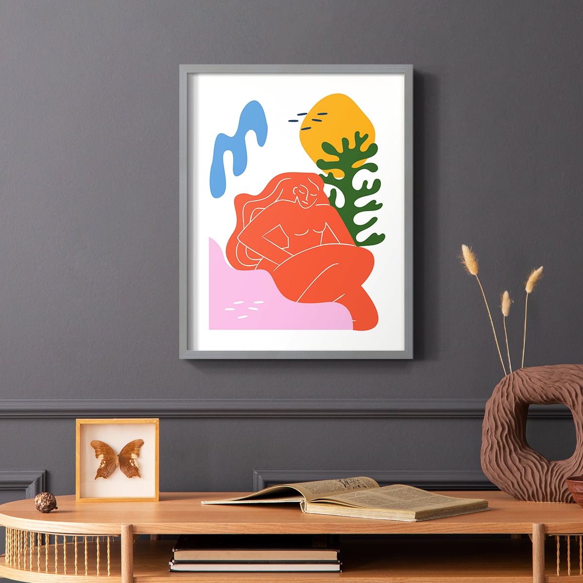 Matisse CDXLIX in Gray Solid Wood Framed Print No Nail Hanging