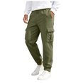 thumbnail image 3 of GEWSEY Mens Fleece Cargo Sweatpants Heavyweight Elastic Waist Pants with Pockets Baggy Drawstring Jogger Pants (Army Green, 3XL), 3 of 7