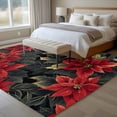 thumbnail image 4 of 5'x7' Area Rugs, Christmas Indoor Outdoor Area Rug for Living Room Bedroom, Poinsettia Red Botanical Floral Washable Bathroom Rugs Kitchen Floor Carpet Mats Home Decor Aesthetic, 4 of 8