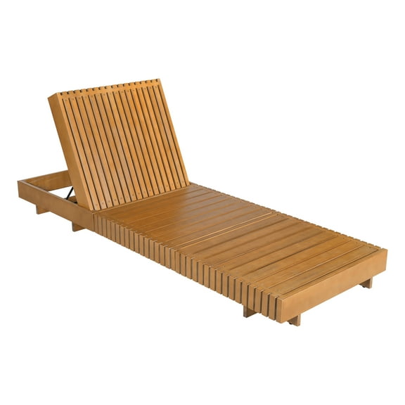 Christopher Knight Home 76.8" Wood Outdoor Chaise Lounge, 6-Position Adjustable Backrest, Copper Teak Finish