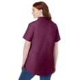 thumbnail image 2 of Woman Within Plus Size Perfect Short Sleeve Button-Down Shirt Oversized Tunic Blouse, 2 of 6