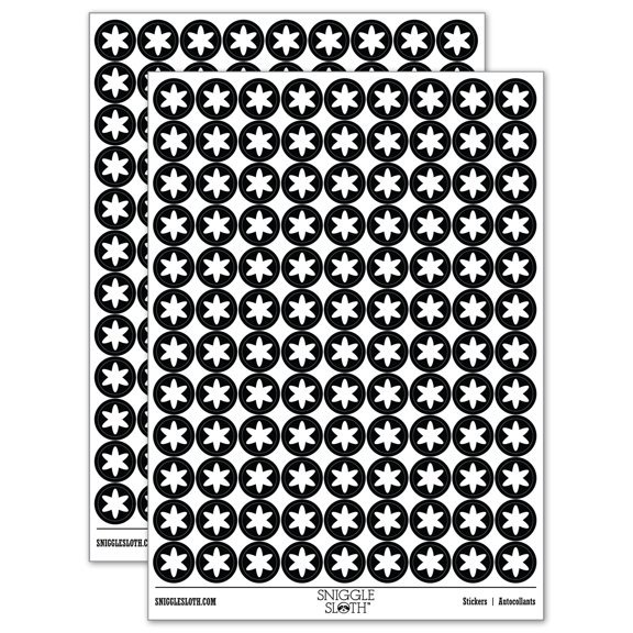 Asterisk Symbol 200 Round Stickers - Black - Gloss Finish - 0.50" Size