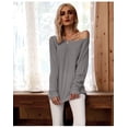 thumbnail image 4 of Pull-over à Manches Longues pour Femmes en Tricot Bouffant Solide, 4 of 6