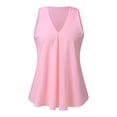 thumbnail image 3 of T Shirts For Women Pink Womens Tops Fashion V Neck Sleeveless Solid Chiffon Casual Loose Tank Flowy Summer Tops, 3 of 7