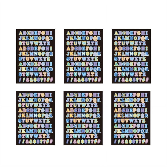 CCOCC 2026 New 6Pcs Alphabet Stickers Water and Sun Protection Journaling Supplies Self-Adhesive Vinyl Scrapbook Stickers for Crafts School Decor Black