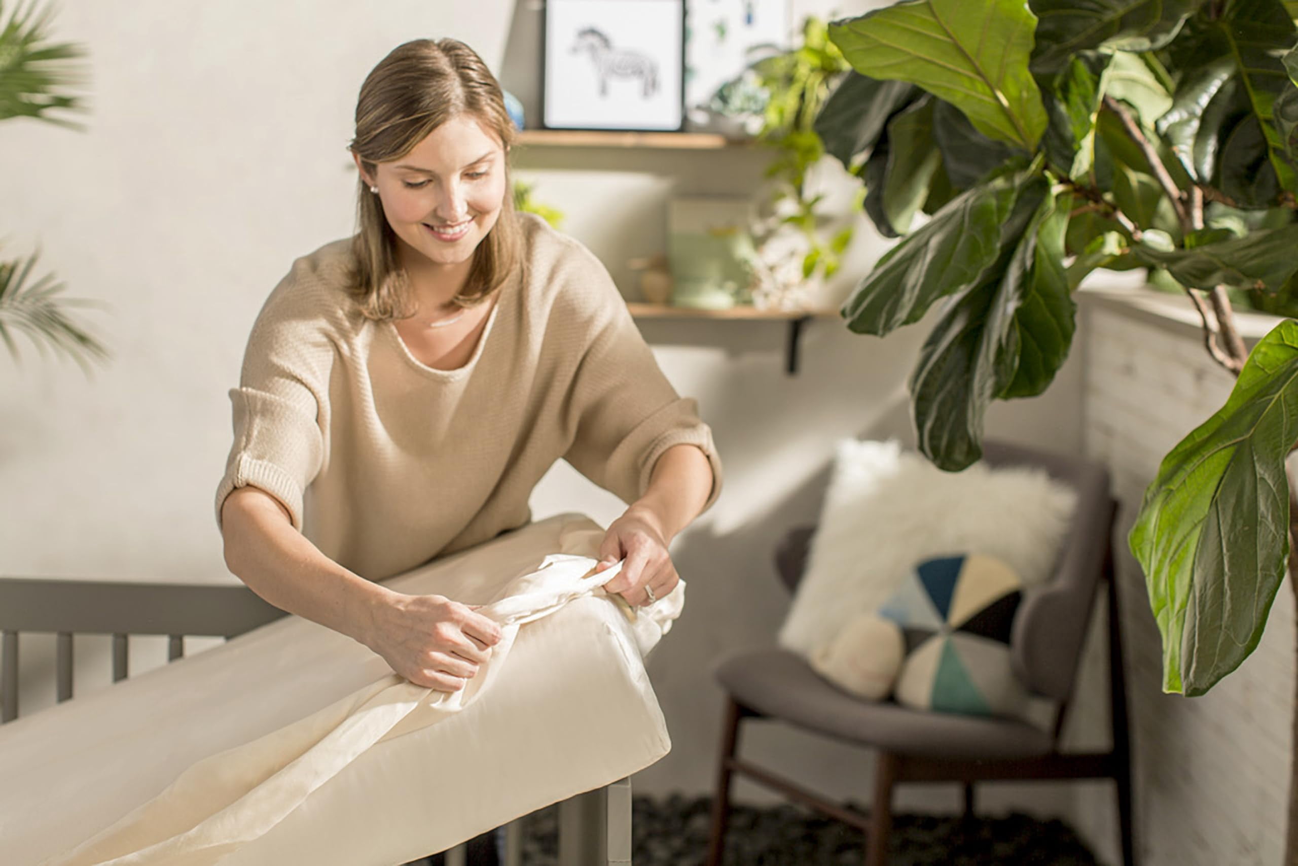 Naturepedic Organic Waterproof Crib Mattress Pad, Skin Friendly, Breathable & Absorbent Crib Mattress Protector - Removable Protector Pad for Baby and Toddler Beds - Fitted for Standard Baby Crib Siz