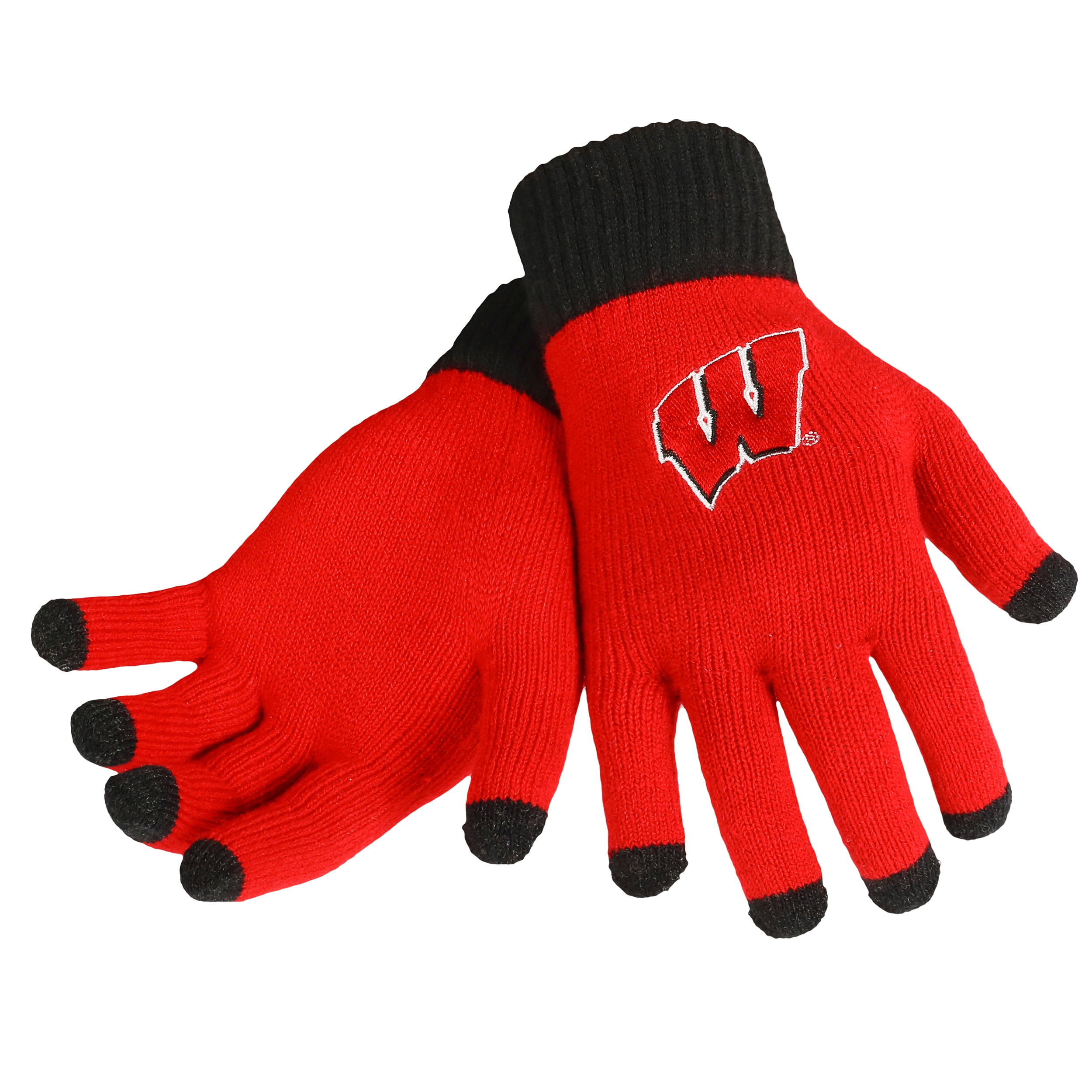 Wisconsin Badgers Official NCAA Glove Solid Outdoor Winter Stretch Knit by Forever Collectibles 263135 by Forever Collectibles