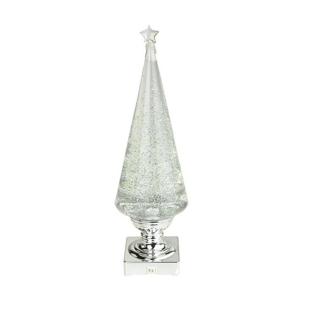 LED Acrylic Lava Lamp Christmas Tree Holiday Decor, Clear/Silver, 14Inch