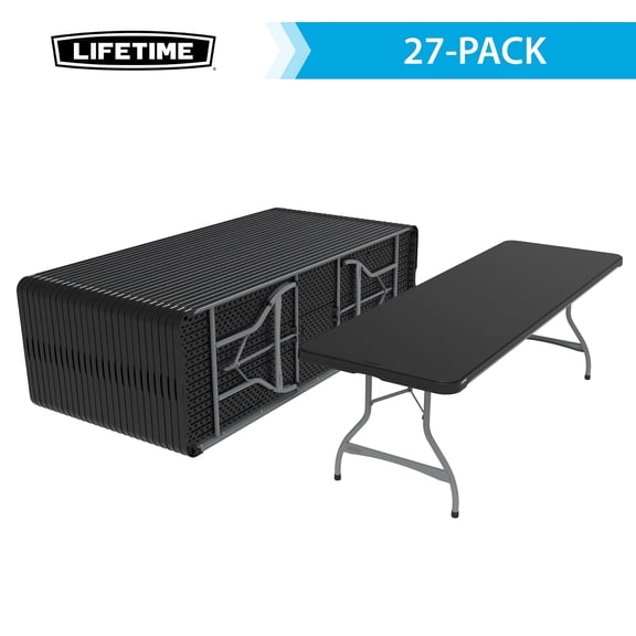 Lifetime 8-Foot Folding Table, Black and Silver - Pallet Pack of 27