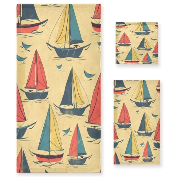 Three-Piece Towel Set Face Towel Towel Set Hand Towel Bath Towel Cotton Bath Towels Bath Towel Sets Hand Bath Towels Yellow Boat