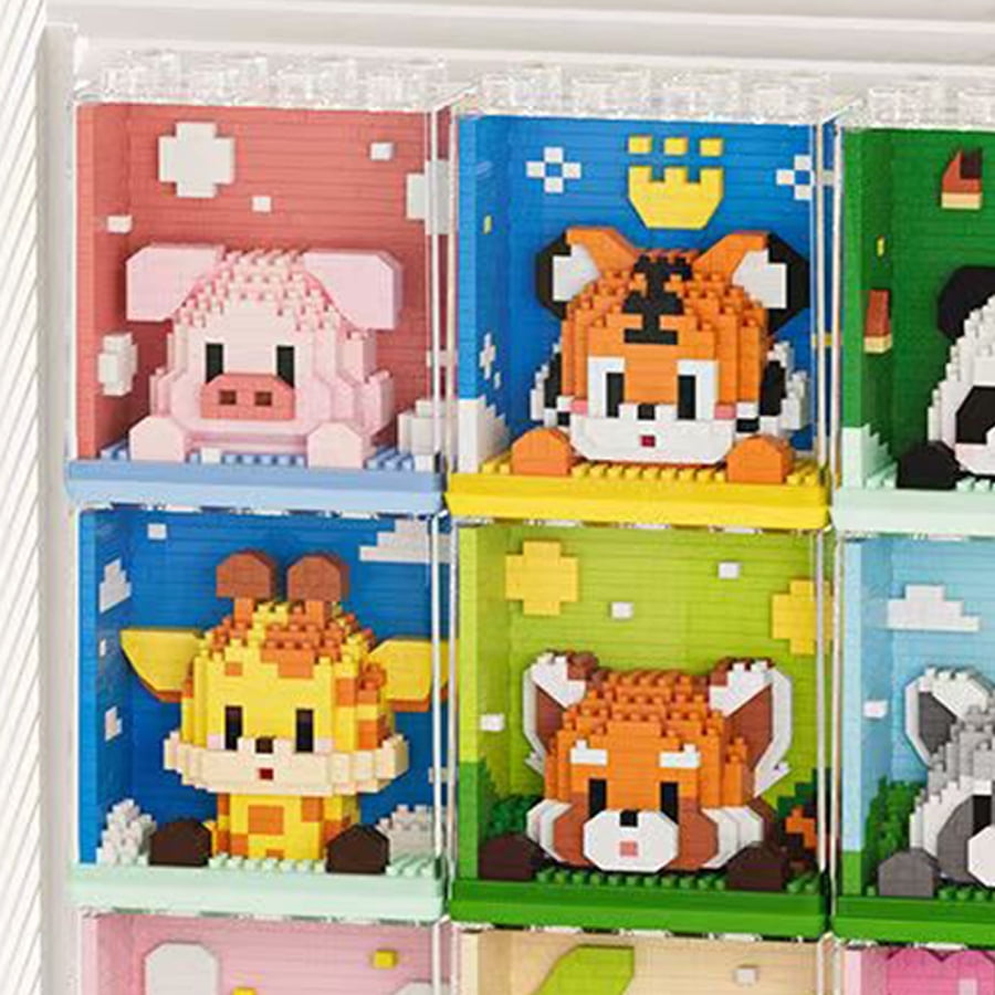8PCS Zoo Building Block Toys, Cute Panda Koala Giraffe Series Mini Toy Desktop Bedroom Ornaments, Hobby Plant Collection, Gifts for People Christmas Halloween Gifts-Random Blind Box Series