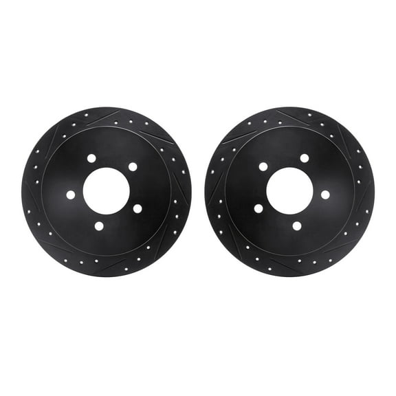 Dynamic Friction Company Rear Brake Rotors-Drilled and Slotted-Black 8002-54204