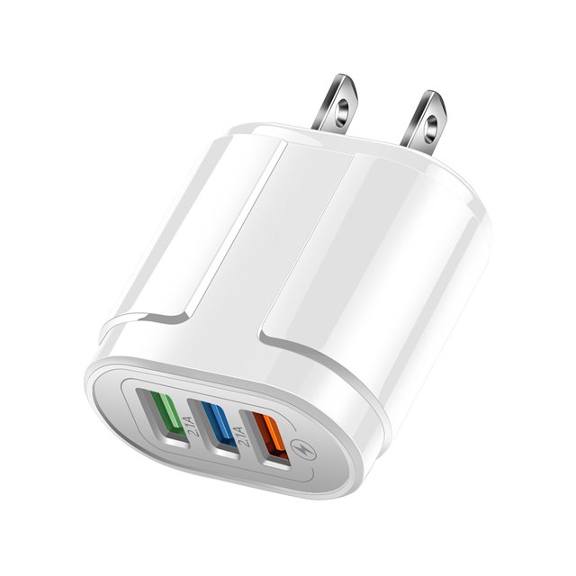 Tête de Charge USB à 3 Ports en Plastique ABS, Tête de Charge à Agencement de Couleurs Macaron pour Plusieurs Appareils