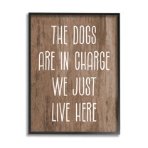 Stupell Industries Dogs In Charge Pet Phrase Inspirational Painting Black Framed Art Print Wall Art, 24 x 30